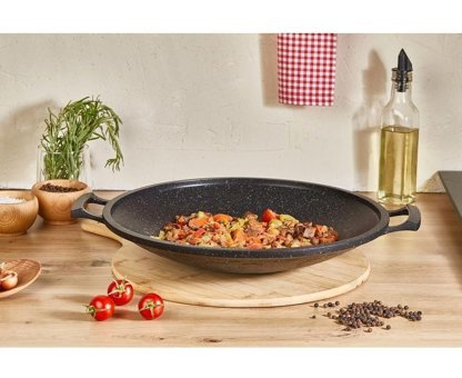 Elit Döküm Saplı Döküm 34 cm Saç Tava Siyah