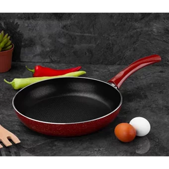Morlimon Plastik Saplı Alüminyum 30 cm Düz Tava Kırmızı