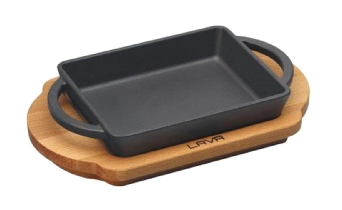 Lava Kare Döküm Saplı Demir Döküm 12x15 cm Grill Tava Siyah