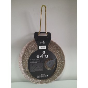 Evita Metal Saplı Granit 26 cm Düz Tava Kahverengi