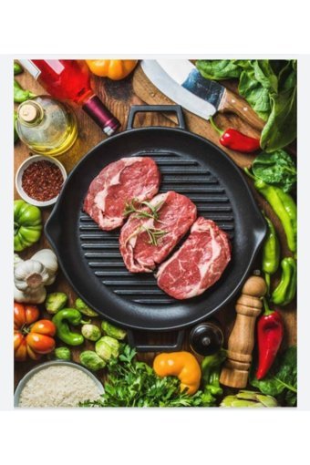 Lava Demir Saplı Döküm 30 cm Grill Tava Siyah
