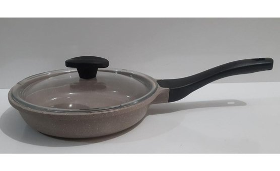 Thermoad Kapaklı Plastik Saplı Döküm 20 cm Düz Tava Gri