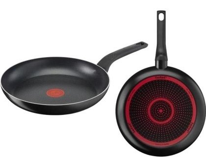 Tefal 1X SimplyClean B56707 Plastik Saplı Titanyum 30 cm Düz Tava Siyah