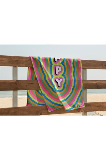 Bukashops Happy Mikrofiber Plaj Havlusu Çok Renkli