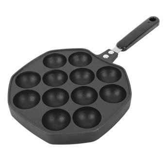 Aqxreight Takoyaki Plastik Saplı Alüminyum 12 cm Gözleme Tava Siyah