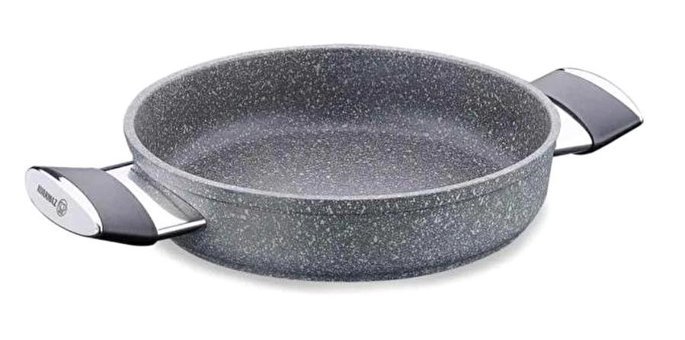 Korkmaz Palma A3918 Plastik Saplı Granit 20 cm Düz Tava Gri