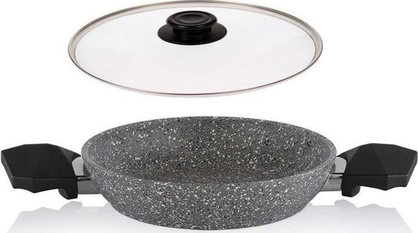 Schafer Kapaklı Plastik Saplı Alüminyum 22 cm Sahan Tava Gri
