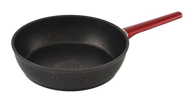 Hisar Bahama Plastik Saplı Granit 26 cm Düz Tava Kırmızı