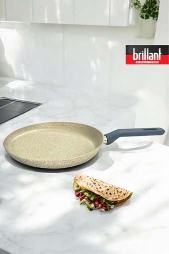 Brillant Lüks Plastik Saplı Alüminyum 26 cm Gözleme Tava Gri