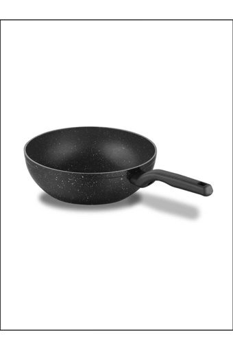 Korkmaz Ornella Plastik Saplı Granit 28 cm Wok Tava Siyah