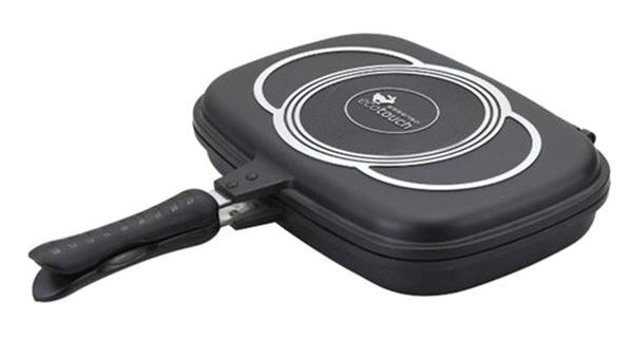 Essenso Ecotouch Double Plastik Saplı Alüminyum 32x26 cm Grill Tava Siyah