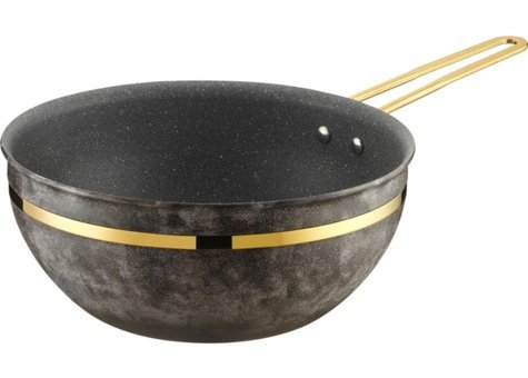 Brioni Royal Stone Metal Saplı Alüminyum 26 cm Wok Tava Gri
