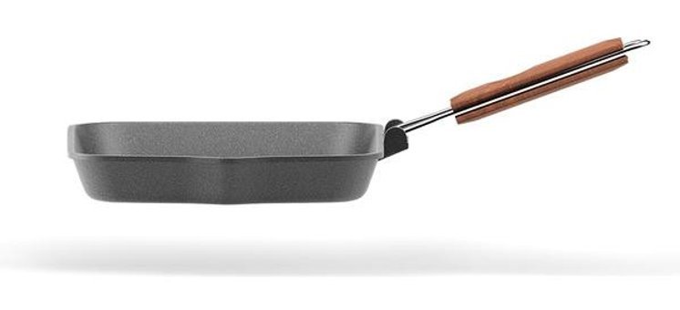 Grıll'O Saporella Ahşap Saplı Alüminyum 26 cm Grill Tava Siyah