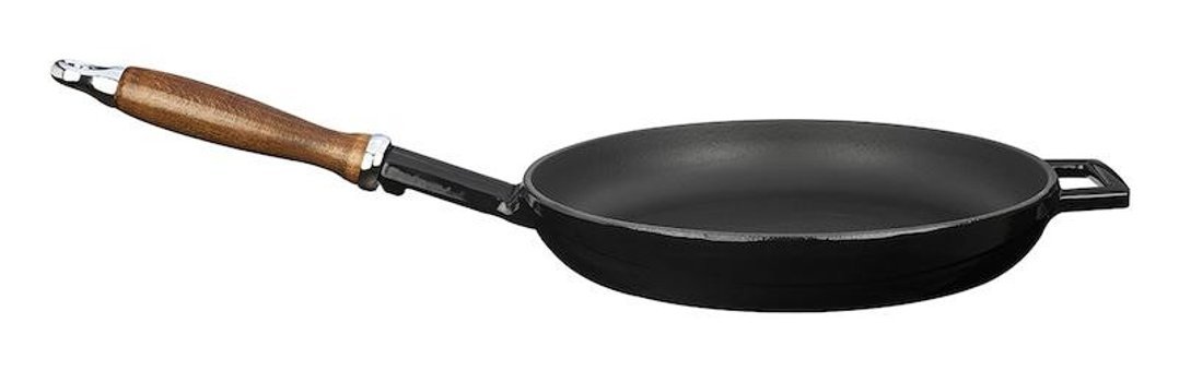Lava Ahşap Saplı Döküm 28 cm Kızartma Tava Siyah