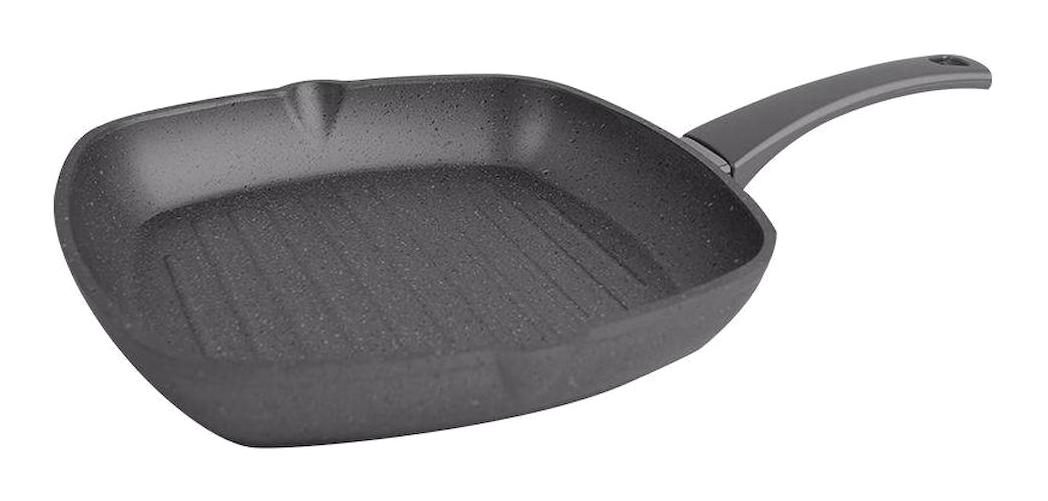 Porland Grena Plastik Saplı Döküm 28 cm Grill Tava Siyah