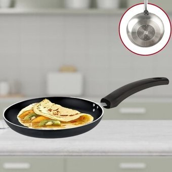 Evren Maestro Bakalit Saplı Alüminyum 24 cm Krep Tava Siyah