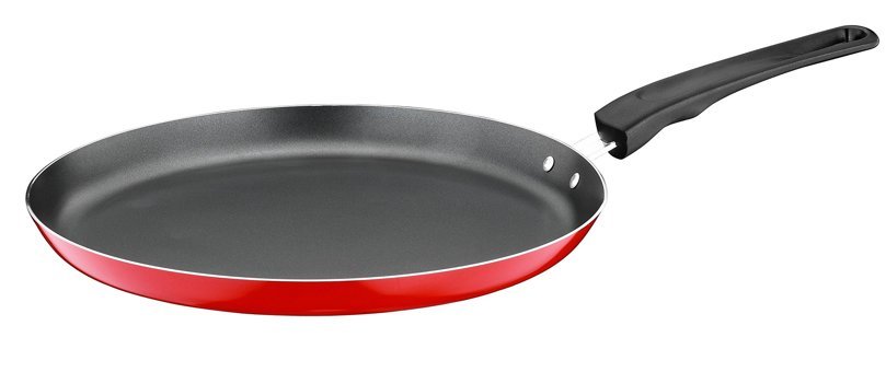 Papilla Redio Plastik Saplı Alüminyum 25 cm Krep Tava Kırmızı