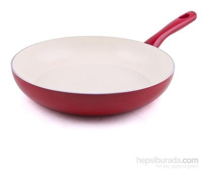 Contesse Ecotouch Torino Plastik Saplı Seramik 28 cm Düz Tava Kırmızı