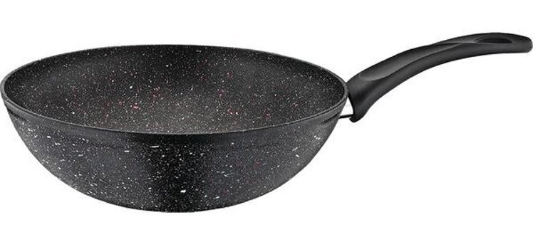 Papilla Vilma Plastik Saplı Alüminyum 28 cm Wok Tava Siyah