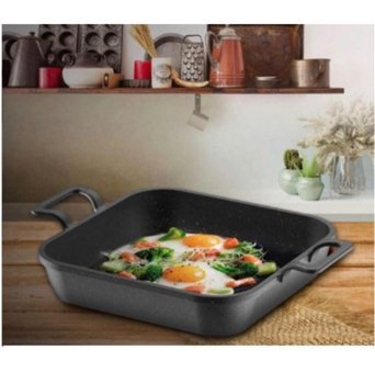 Eda Kare Döküm Saplı Döküm 18 cm Sahan Tava Siyah