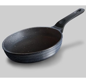 Polenta Plastik Saplı Döküm 28 cm Düz Tava Siyah