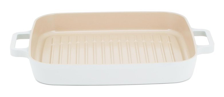 Neoflam Dikdörtgen döküm Saplı Alüminyum 28 cm Grill Tava Krem