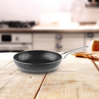 Güral Porselen Çelik Saplı Granit 26 cm Düz Tava Gri