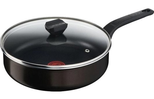 Tefal 1X SimplyClean B56732 Plastik Saplı Titanyum 24 cm Düz Tava Siyah