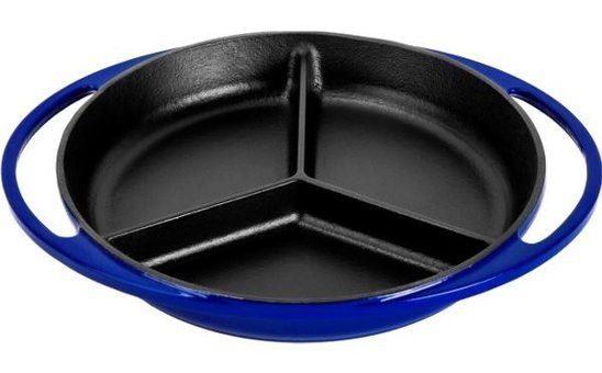 Lava 3 Bölmeli Döküm 22 cm Sahan Tava Mavi