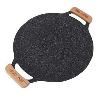 Haofy Ahşap Saplı Metal 33 cm Düz Tava Siyah