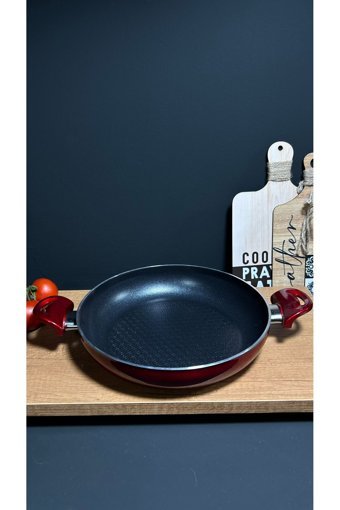 Bena Life Plastik Saplı Seramik 22 cm Düz Tava Kırmızı
