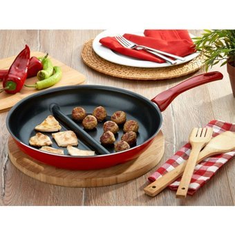 Papilla Redio Plastik Saplı Alüminyum 30 cm Düz Tava Kırmızı