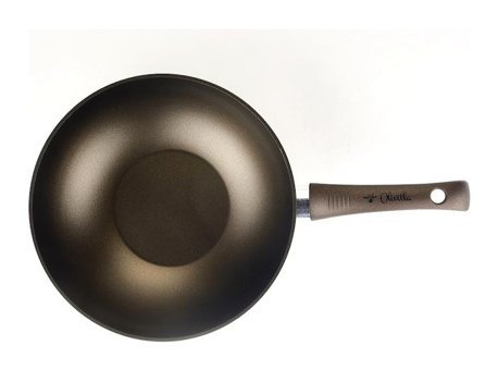 İlla Olivilla Extra Plastik Saplı Alüminyum 28 cm Wok Tava Siyah