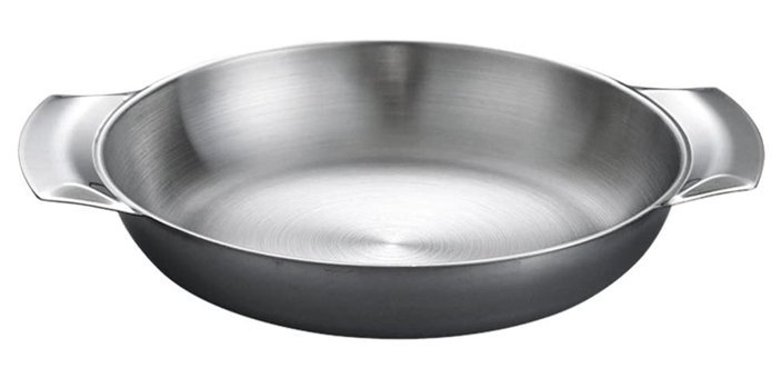 Zerodeko Paella Çelik Saplı Paslanmaz Çelik 16 cm Kızartma Tava Gri