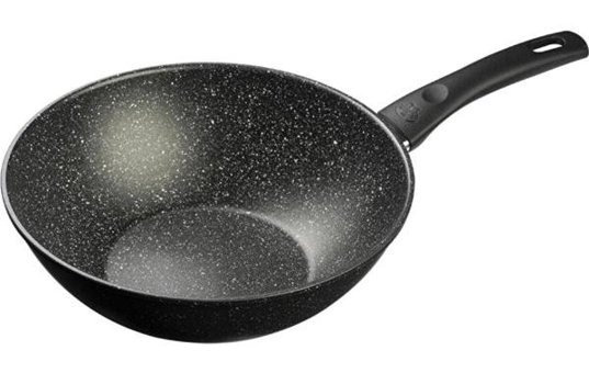 Dinç Kitchen SPAN28 Plastik Saplı Granit 28 cm Wok Tava Siyah