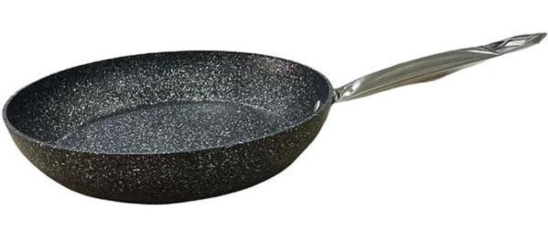 O.M.S 3207 Metal Saplı Alüminyum 28 cm Düz Tava Siyah