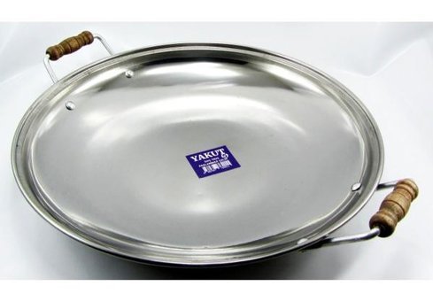 Yakut Ahşap Saplı Paslanmaz Çelik 41 cm Saç Tava Gri