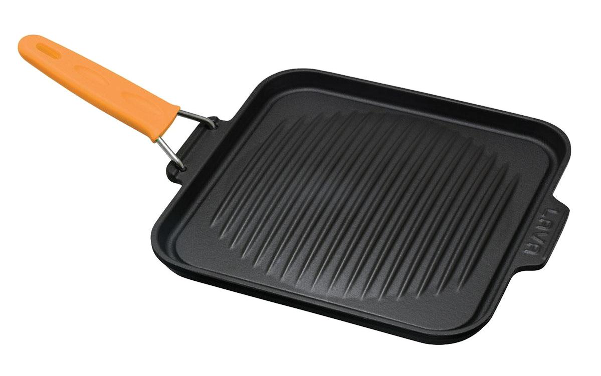 Lava Kare Silikon Saplı Döküm 24x24 cm Grill Tava Turuncu
