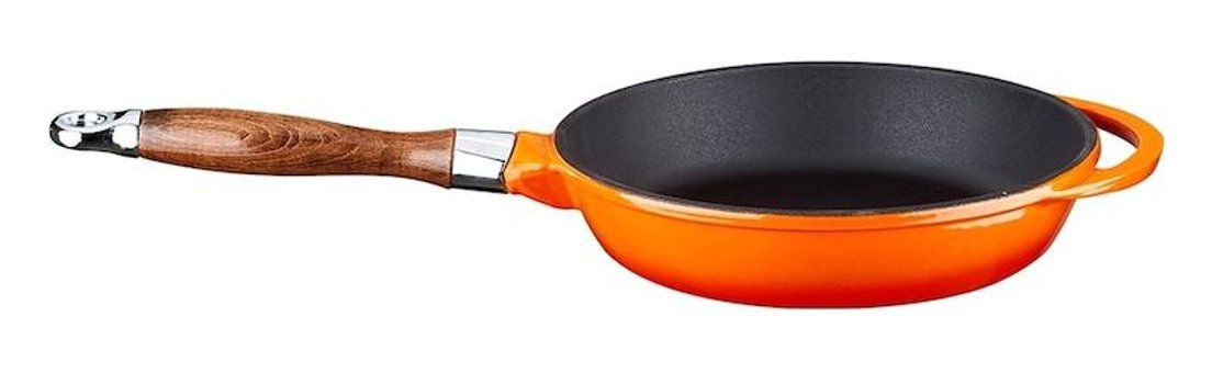 Lava Ahşap Saplı Döküm 28 cm Kızartma Tava Turuncu