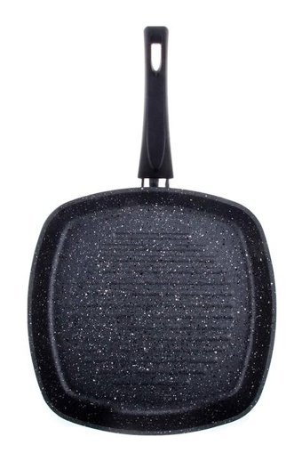 Aryıldız Solido Premium Kare Plastik Saplı Alüminyum Döküm 28 cm Grill Tava Siyah