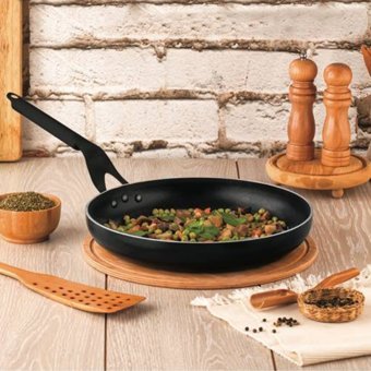 Evren Profesyonel Maksi Bakalit Saplı Granit 20 cm Düz Tava Siyah