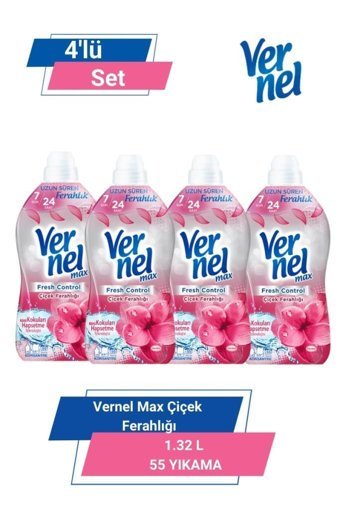 Vernel Max Konsantre Çiçek Ferahlığı 55 Yıkama Yumuşatıcı 4x1.32 lt