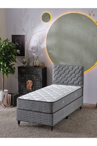 Beehanem Simge 120x200 cm Başlıklı Yataklı Sandıklı Tek Kişilik Baza Seti Lacivert