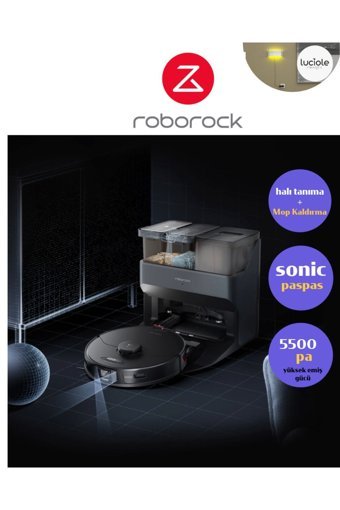Roborock Haritalı Çöp İstasyonlu Moplu Islak Kuru 5500 Pa Siyah