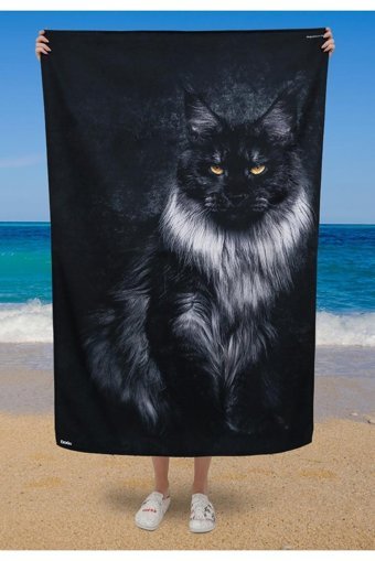 Dogo Maine Coon Plaj Havlusu Siyah