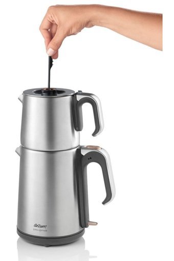 Arzum AR 3023 Çelik Demlikli 1650 W Çelik Gövdeli İnox Çay Makinesi