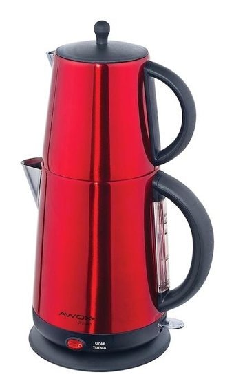 Awox Demplus Çelik Demlikli 2200 W Çelik Gövdeli Kırmızı Çay Makinesi