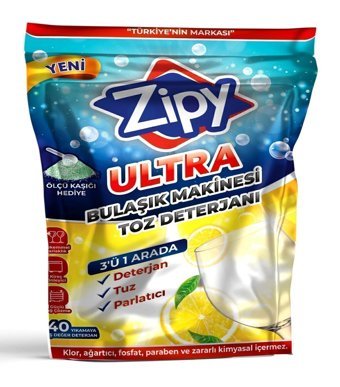 Zipy Ultra Limon Toz Bulaşık Makinesi Deterjanı 40 Adet