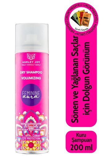 Ashley Joy Sönen ve Yağlanan Saçlar Hacim Veren Arındırıcı İnce Telli Saçlar İçin Sülfatsız Vanilyalı Parabensiz Bitkisel Kuru Şampuan 200 ml
