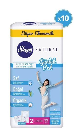 Sleepy Natural Organik 32'li Uzun Günlük Ped